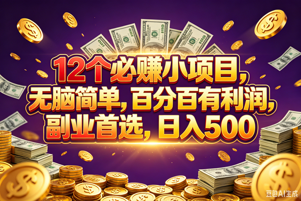 （18976期）12个必赚的小项目，百分百赚元子，无脑简单，副业首选，日入500+-佳梦网创 - 网创副业项目资源站