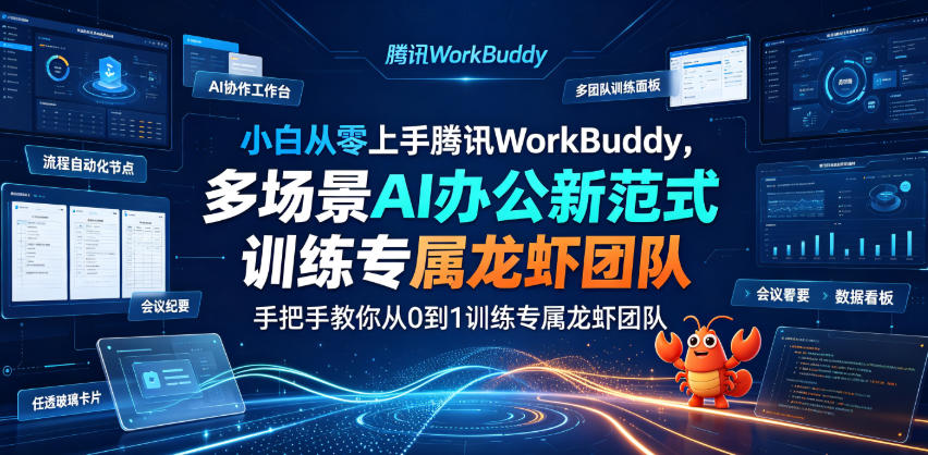 小白从零上手腾讯WorkBuddy，多场景AI办公新范式实战，手把手教你从0到1训练专属龙虾团队 - 佳梦网创 - 网创副业项目资源站-佳梦网创 - 网创副业项目资源站