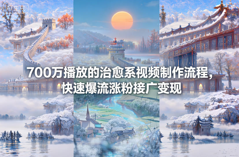 700万播放的治愈系视频制作流程，快速爆流涨粉接广变现-佳梦网创 - 网创副业项目资源站