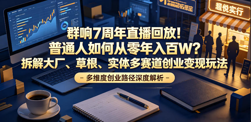 群响7周年直播回放！普通人如何从零年入百W？拆解大厂、草根、实体多赛道创业变现玩法（更新）-佳梦网创 - 网创副业项目资源站