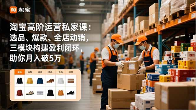 淘宝高阶运营私家课:选品、爆款、全店动销,三模块构建盈利闭环,助你月入破5万-佳梦网创 - 网创副业项目资源站