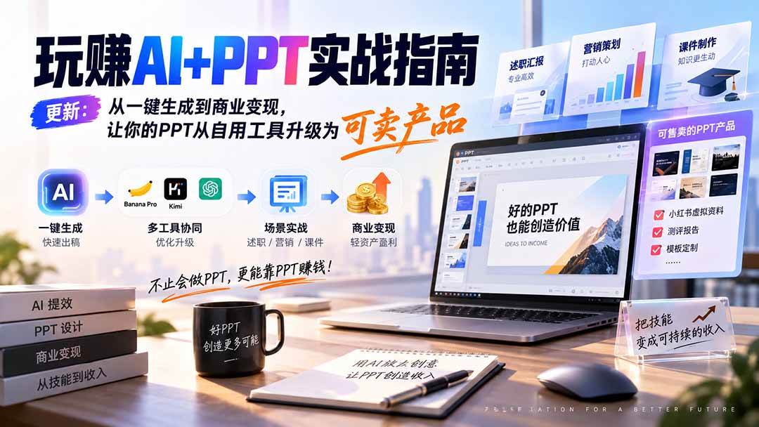 (20247期)玩赚AI+PPT实战指南-更新5月13:从一键生成到商业变现,让你的PPT从自用工具升级为可卖产品-佳梦网创 - 网创副业项目资源站