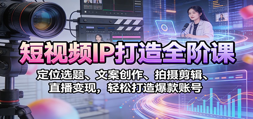 短视频IP打造全阶课:定位选题、文案创作、拍摄剪辑、直播变现,轻松打造爆款账号-佳梦网创 - 网创副业项目资源站