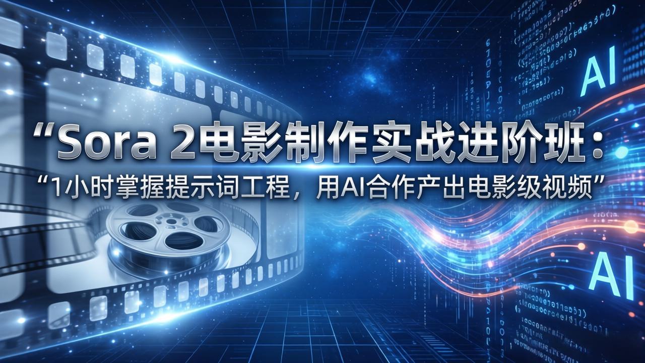 Sora 2电影制作实战进阶班：1小时掌握提示词工程，用AI合作产出电影级视频 - 佳梦网创 - 网创副业项目资源站-佳梦网创 - 网创副业项目资源站
