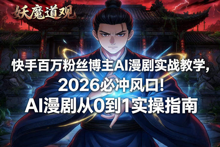 快手百万粉丝博主AI漫剧实战教学，2026必冲风口！AI漫剧从0到1实操指南 - 佳梦网创 - 网创副业项目资源站-佳梦网创 - 网创副业项目资源站