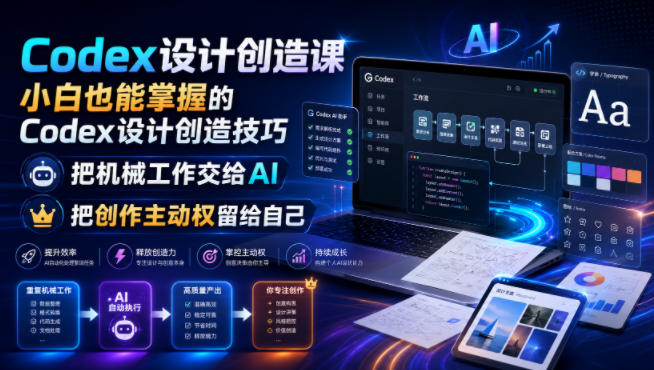 Codex设计创造课，小白也能掌握的Codex设计创造技巧，把机械工作交给AI，把创作主动权留给自己 - 佳梦网创 - 网创副业项目资源站-佳梦网创 - 网创副业项目资源站