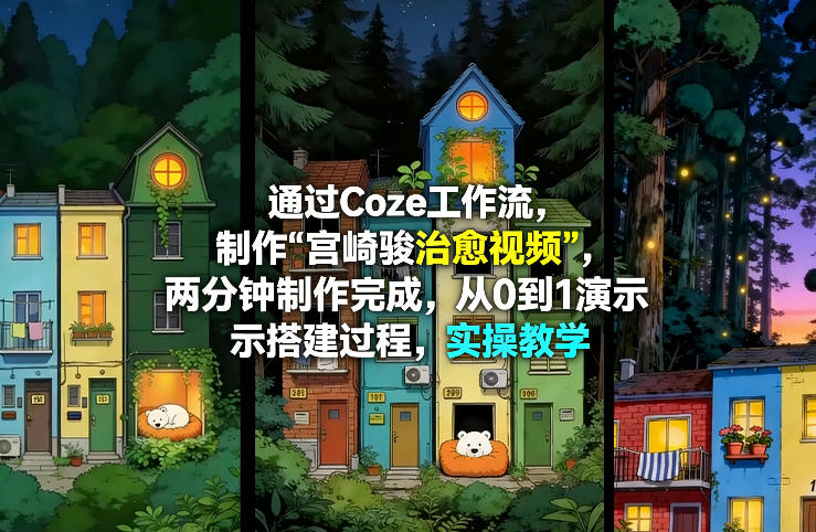 通过Coze工作流制作《宫崎骏治愈视频》，两分钟制作完成，从0到1演示搭建过程，实操教学 - 佳梦网创 - 网创副业项目资源站-佳梦网创 - 网创副业项目资源站