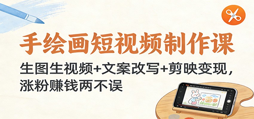 手绘画短视频制作课：生图生视频+文案改写+剪映变现，涨粉赚钱两不误 - 佳梦网创 - 网创副业项目资源站-佳梦网创 - 网创副业项目资源站