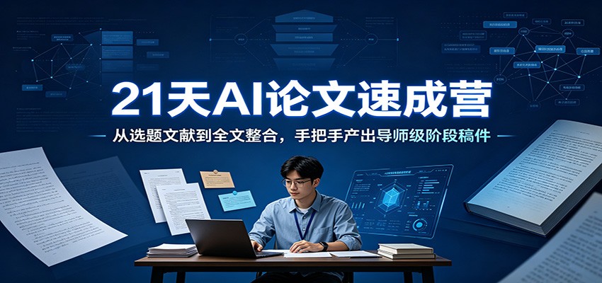 21天AI论文速成营:从选题文献到全文整合,手把手产出导师级阶段稿件-佳梦网创 - 网创副业项目资源站