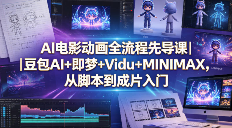 AI电影动画全流程先导课｜豆包AI+即梦+Vidu+MINIMAX，从脚本到成片入门 - 佳梦网创 - 网创副业项目资源站-佳梦网创 - 网创副业项目资源站