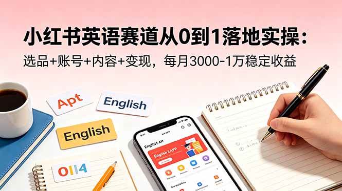 (18771期)小红书英语赛道从0到1落地实操:选品+账号+内容+变现,每月3000-1万稳定收益 (18771期)小红书英语赛道从0到1落地实操:选品+账号+内容+变现,每月3000-1万稳定收益