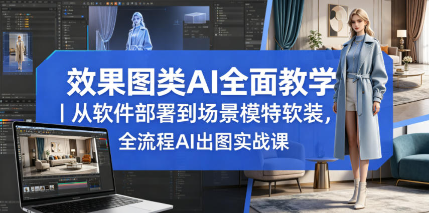 效果图类AI全面教学｜从软件部署到场景模特软装，全流程AI出图实战课 - 佳梦网创 - 网创副业项目资源站-佳梦网创 - 网创副业项目资源站