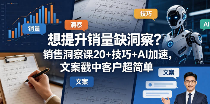 想提升销量缺洞察？销售洞察课20+技巧+AI加速，文案戳中客户超简单【原创双语字幕】 - 佳梦网创 - 网创副业项目资源站-佳梦网创 - 网创副业项目资源站