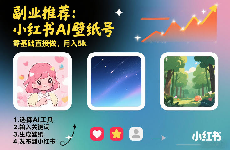 副业推荐：小红书AI壁纸号，零基础直接做，月入5k-佳梦网创 - 网创副业项目资源站