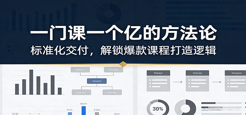 一门课一个亿的方法论：标准化交付，解锁爆款课程打造逻辑-佳梦网创 - 网创副业项目资源站