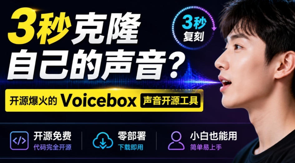 3秒克隆自己的声音？开源爆火的Voicebox声音开源工具，实测体验超好，零部署小白也能直接用 - 佳梦网创 - 网创副业项目资源站-佳梦网创 - 网创副业项目资源站