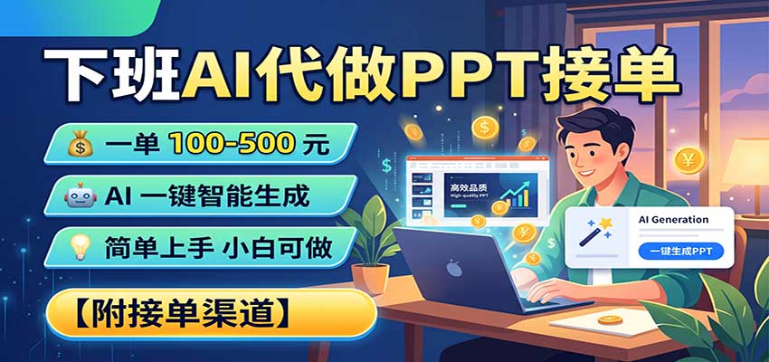 下班AI代做PPT接单,一单100-500,AI一键生成,小白也能做,附接单渠道-佳梦网创 - 网创副业项目资源站