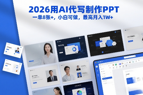 2026用AI代写制作PPT，一单8张+，小白可做，最高月入1W+ - 佳梦网创 - 网创副业项目资源站-佳梦网创 - 网创副业项目资源站