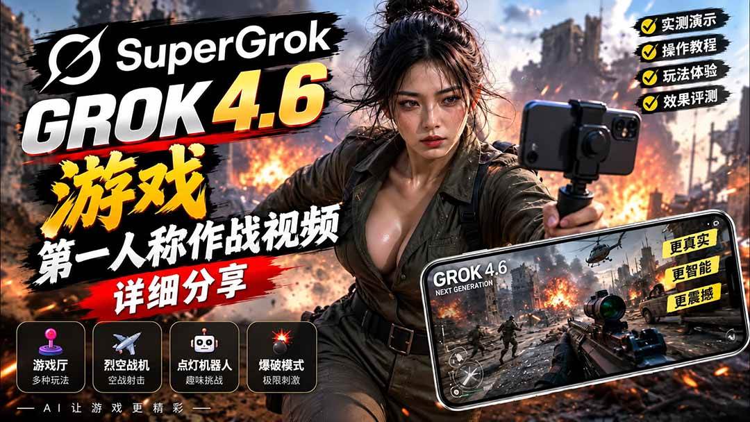 （20502期）Grok 4.6 也能做游戏？第一人称作战视频实测｜玩法详细讲解-佳梦网创 - 网创副业项目资源站