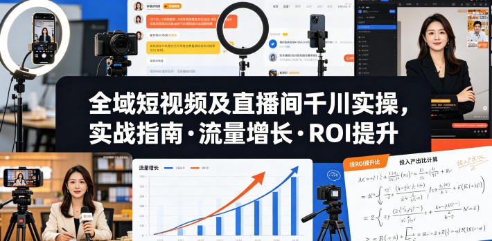 全域短视频及直播间千川实操，实战指南·流量增长·ROI提升-佳梦网创 - 网创副业项目资源站