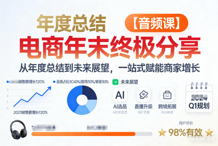 电商年未终极分享，从年度总结到未来展望，一站式赋能商家增长【音频课】 - 佳梦网创 - 网创副业项目资源站-佳梦网创 - 网创副业项目资源站