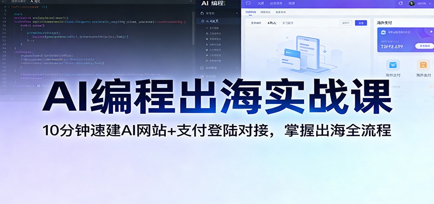 AI编程出海实战课：10分钟速建AI网站+支付登陆对接，掌握出海全流程 - 佳梦网创 - 网创副业项目资源站-佳梦网创 - 网创副业项目资源站
