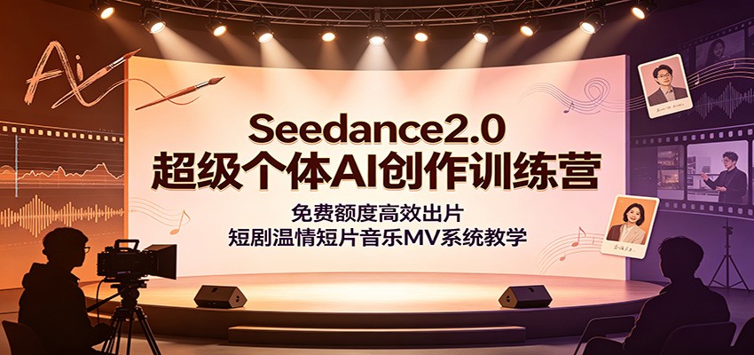 Seedance2.0超级个体AI创作训练营:免费额度高效出片,短剧温情短片音乐MV系统教学 Seedance2.0超级个体AI创作训练营:免费额度高效出片,短剧温情短片音乐MV系统教学