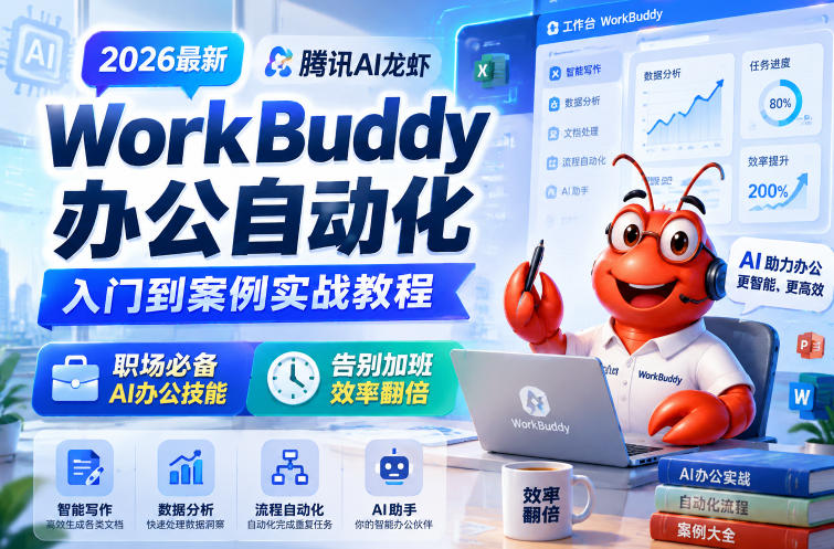 2026最新腾讯AI龙虾WorkBuddy办公自动化入门到案例实战教程，职场必备AI办公技能，告别加班，效率翻倍 - 佳梦网创 - 网创副业项目资源站-佳梦网创 - 网创副业项目资源站