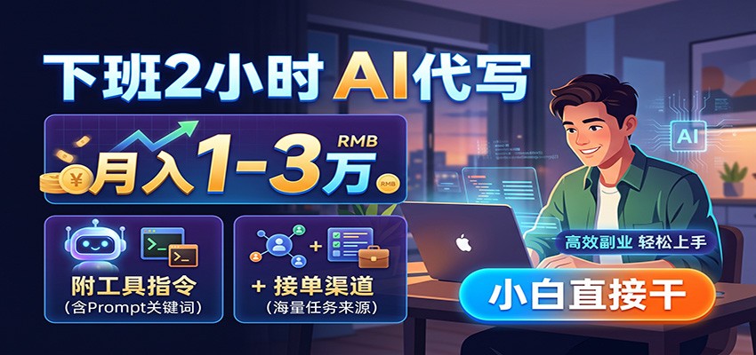 下班2小时AI代写,月入1-3万,附工具指令+接单渠道,小白直接干-佳梦网创 - 网创副业项目资源站