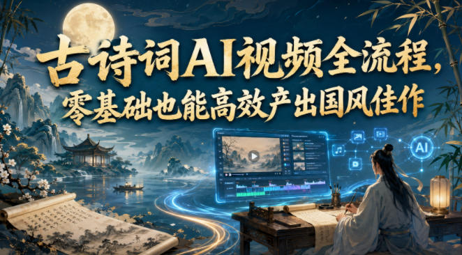 古诗词AI视频全流程，零基础也能高效产出国风佳作 - 佳梦网创 - 网创副业项目资源站-佳梦网创 - 网创副业项目资源站