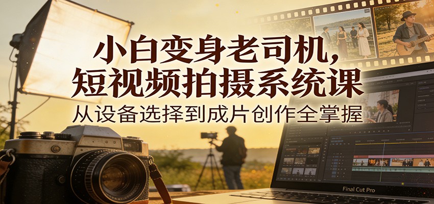 小白变身老司机，短视频拍摄系统课，从设备选择到成片创作全掌握 - 佳梦网创 - 网创副业项目资源站-佳梦网创 - 网创副业项目资源站