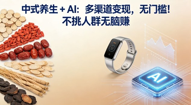 中式养生+AI:多渠道变现,无门槛,不挑人群无脑賺