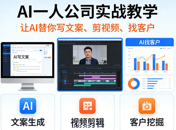 AI一人公司实战教学,让AI替你写文案、剪视频、找客户-佳梦网创 - 网创副业项目资源站