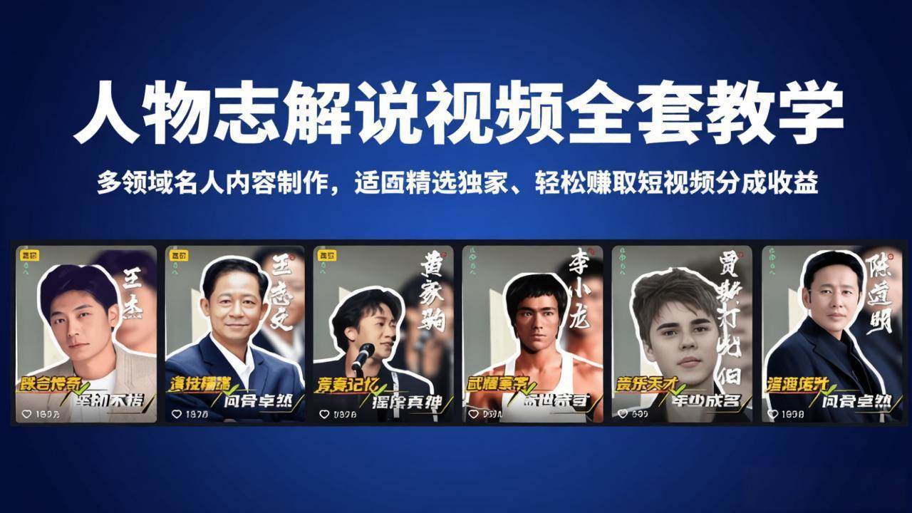 （18205期）人物志解说视频全套教学，多领域名人内容制作，适配精选独家，轻松赚取短视频分成收益 - 佳梦网创 - 网创副业项目资源站-佳梦网创 - 网创副业项目资源站