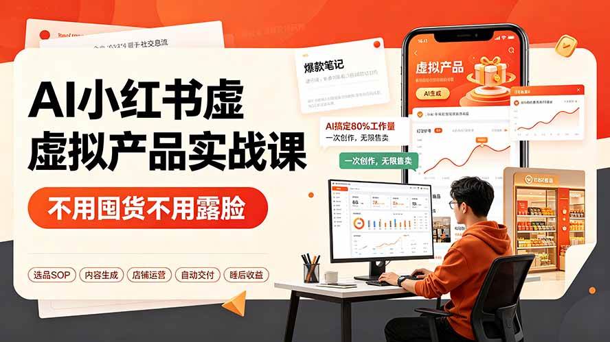 (19314期)AI小红书虚拟产品实战课-更新:不用囤货不用露脸,AI搞定80%工作量,一次创作无限售卖睡后收益-佳梦网创 - 网创副业项目资源站