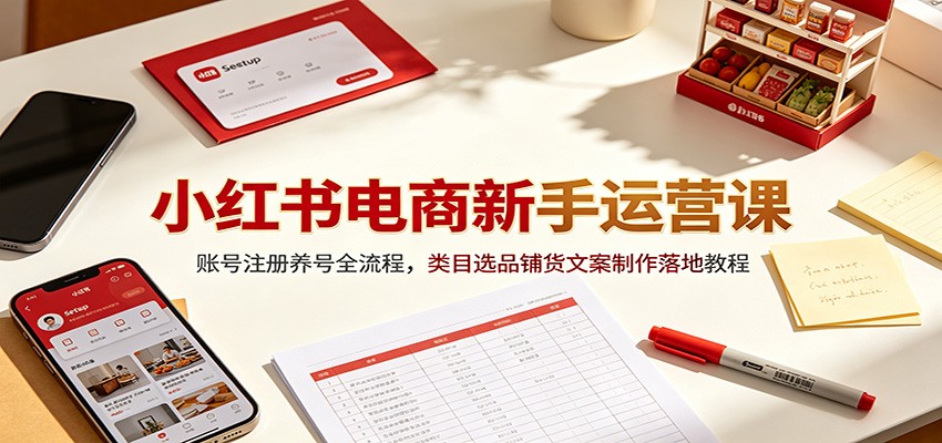 小红书电商新手运营课:账号注册养号全流程,类目选品铺货文案制作落地教程 小红书电商新手运营课:账号注册养号全流程,类目选品铺货文案制作落地教程