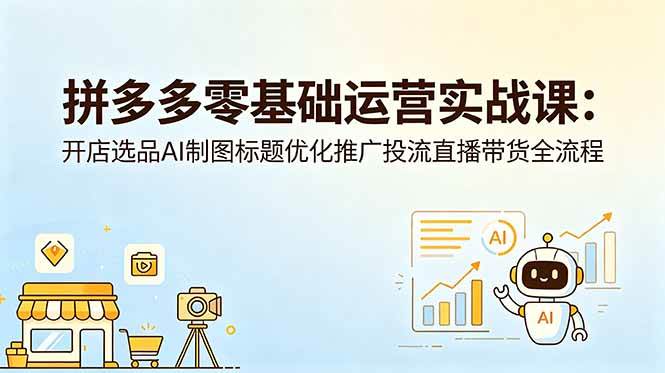 (18732期)拼多多零基础运营实战课:开店选品AI制图标题优化推广投流直播带货全流程 (18732期)拼多多零基础运营实战课:开店选品AI制图标题优化推广投流直播带货全流程