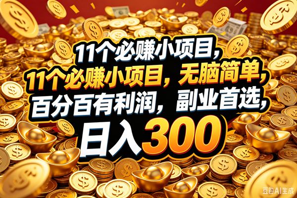 （18756期）11个必赚的小项目，百分百赚元子，无脑简单，副业首选，日入300+ - 佳梦网创 - 网创副业项目资源站-佳梦网创 - 网创副业项目资源站