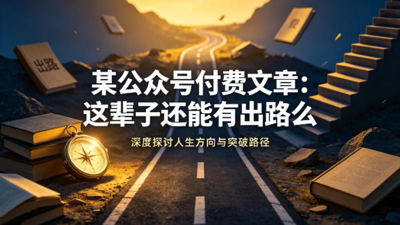 某公众号付费文章:这辈子还能有出路么-佳梦网创 - 网创副业项目资源站