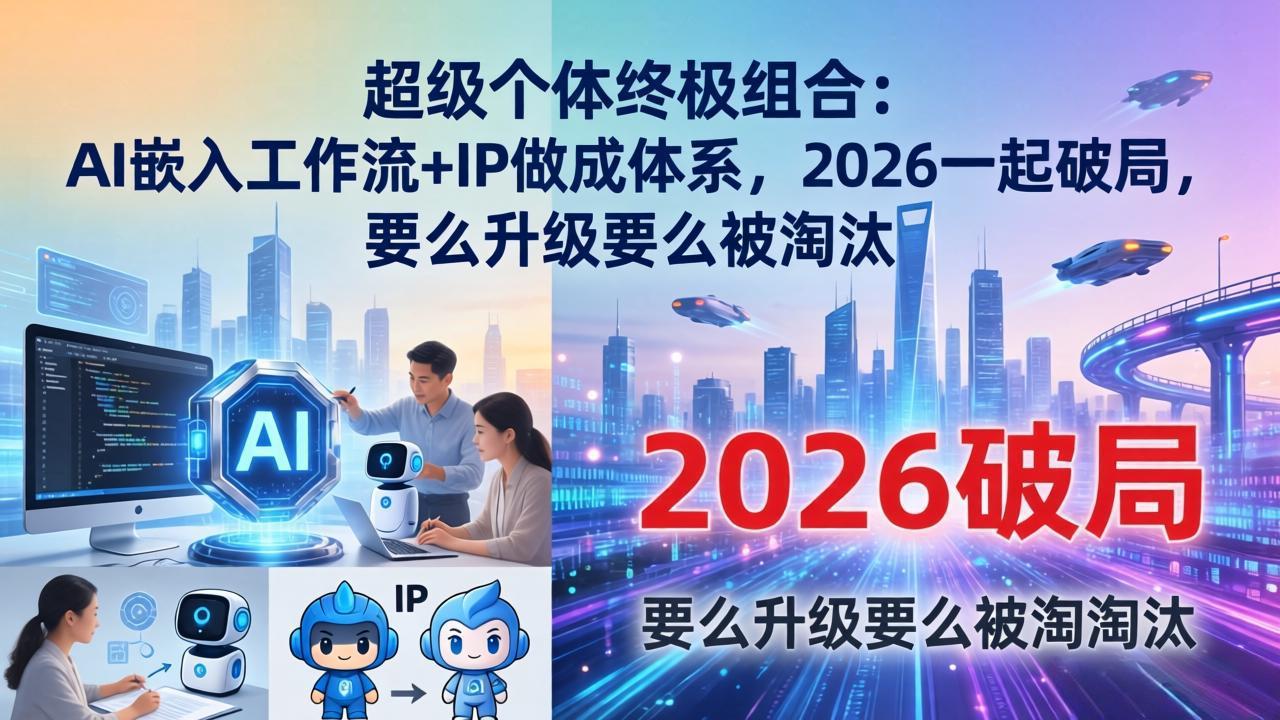 超级个体终极组合:AI嵌入工作流+IP做成体系,2026一起破局,要么升级要么被淘汰-佳梦网创 - 网创副业项目资源站