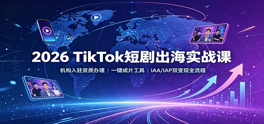 2026 TikTok短剧出海实战课:机构入驻资质办理,一键成片工具,IAA/IAP双变现全流程-佳梦网创 - 网创副业项目资源站