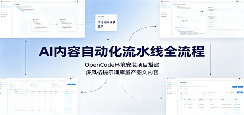 AI内容自动化流水线全流程：OpenCode环境安装项目搭建，多风格提示词库量产图文内容 - 佳梦网创 - 网创副业项目资源站-佳梦网创 - 网创副业项目资源站