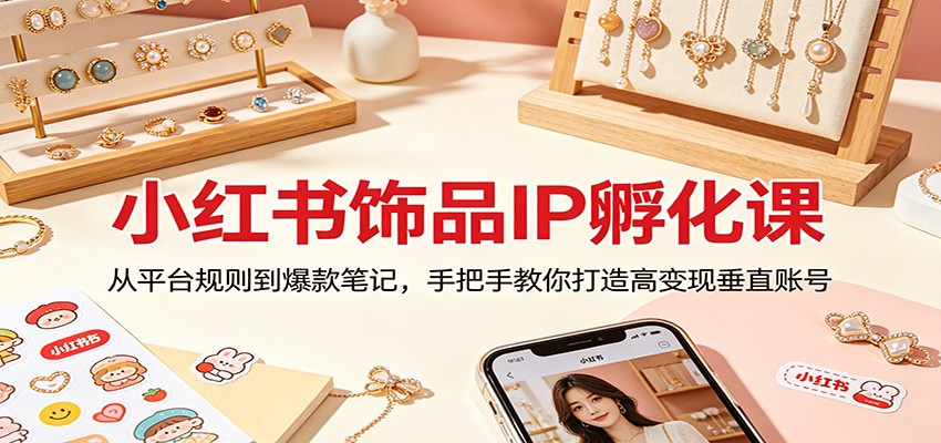 小红书饰品IP孵化课：从平台规则到爆款笔记，手把手教你打造高变现垂直账号 - 佳梦网创 - 网创副业项目资源站-佳梦网创 - 网创副业项目资源站