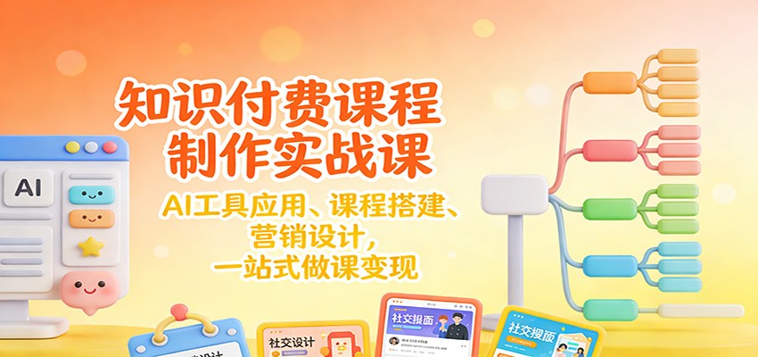 知识付费课程制作实战课:AI工具应用 、课程搭建、营销设计,一站式做课变现-佳梦网创 - 网创副业项目资源站
