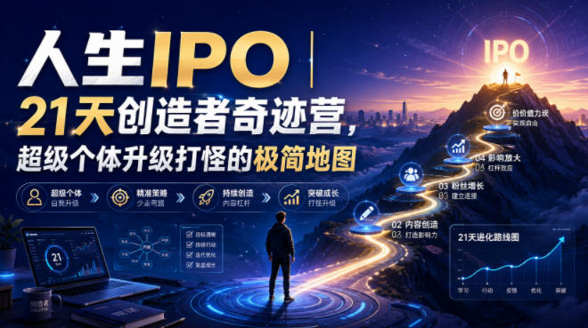 人生IPO︱21天创造者奇迹营，超级个体升级打怪的极简地图 - 佳梦网创 - 网创副业项目资源站-佳梦网创 - 网创副业项目资源站