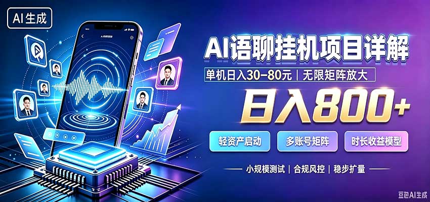 AI语聊挂机，日入800+，适用个人副业，工作室矩阵操作-佳梦网创 - 网创副业项目资源站