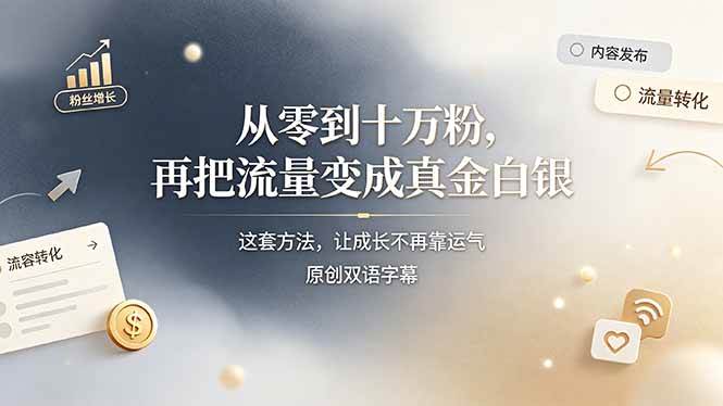 (19198期)从零到十万粉,再把流量变成真金白银——这套方法,让成长不再靠运气【原创双语字幕】-佳梦网创 - 网创副业项目资源站