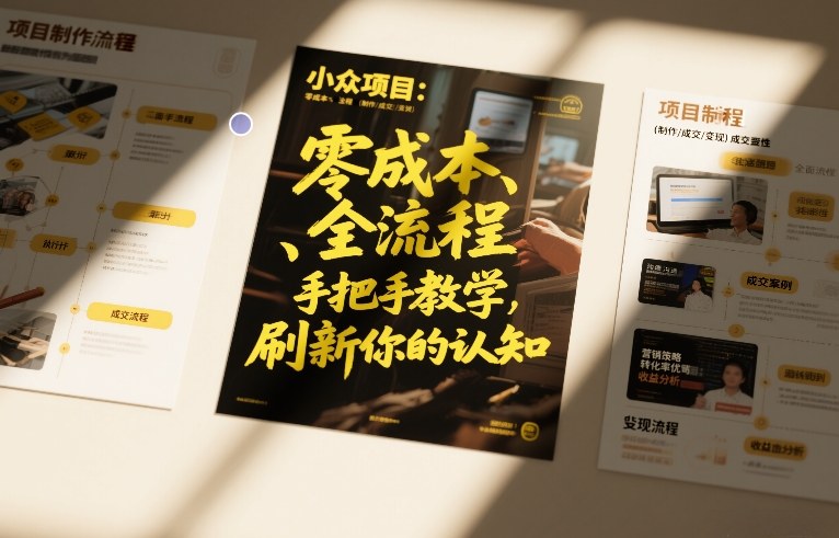 小众项目：零成本、全流程（制作-成交-变现）手把手教学，刷新你的认知 - 佳梦网创 - 网创副业项目资源站-佳梦网创 - 网创副业项目资源站