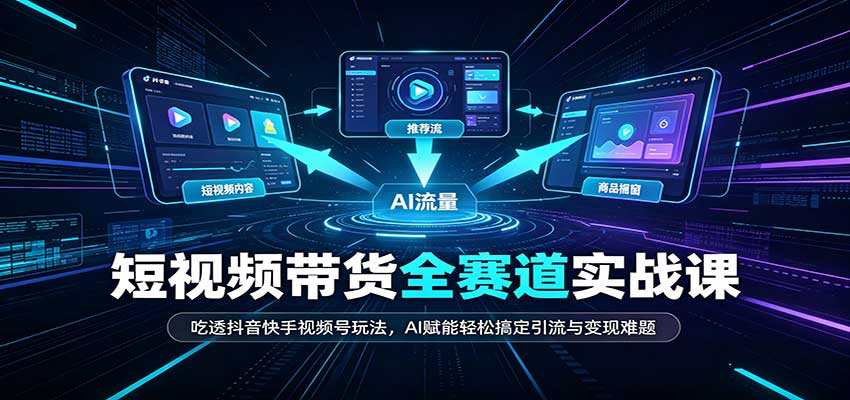 短视频带货全赛道:吃透抖音快手视频号玩法,AI赋能轻松搞定引流与变现难题-佳梦网创 - 网创副业项目资源站