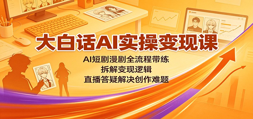 大白话AI实操变现课:AI短剧漫剧全流程带练,拆解变现逻辑,直播答疑解决创作难题-佳梦网创 - 网创副业项目资源站